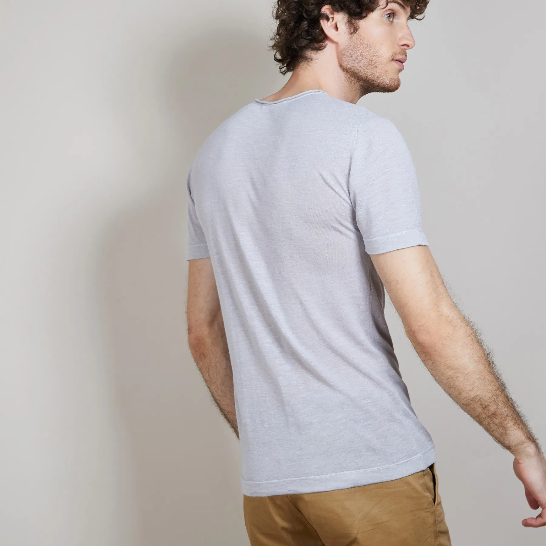 Montagut Polos Et T-Shirts-T-shirt col rond en lin flammé - Renaud 11-Gris clair