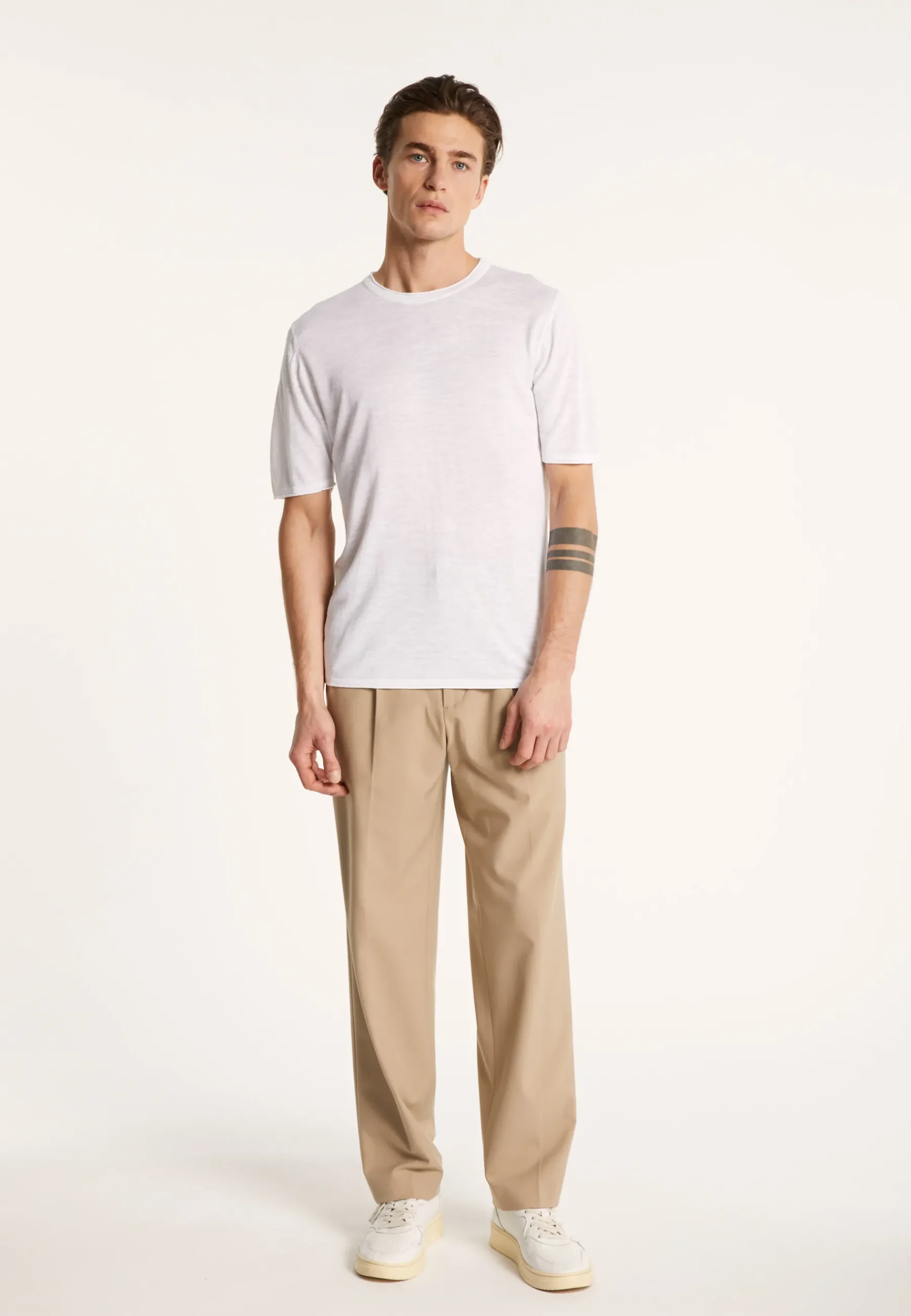 Montagut Polos Et T-Shirts-T-shirt col rond en lin flammé - Renaud 02-Blanc