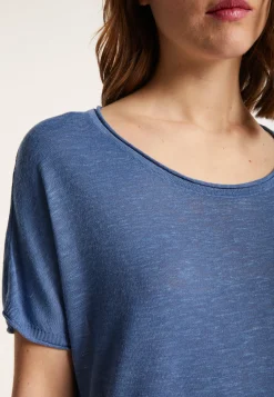 Montagut T-Shirts Et Débardeurs-T-shirt col rond en lin flammé - Loli 03-Bleu foncé