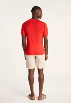 Montagut Polos Et T-Shirts-T-shirt col rond en lin flammé - Renaud 52-Rouge