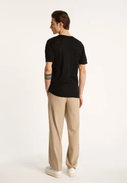 Montagut Polos Et T-Shirts-T-shirt col rond en lin flammé - Renaud 01-Noir