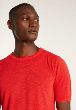 Montagut Polos Et T-Shirts-T-shirt col rond en lin flammé - Renaud 52-Rouge