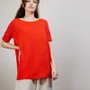 Montagut T-Shirts Et Débardeurs-T-shirt col rond en viscose crepe - Bibiche 15-Orange
