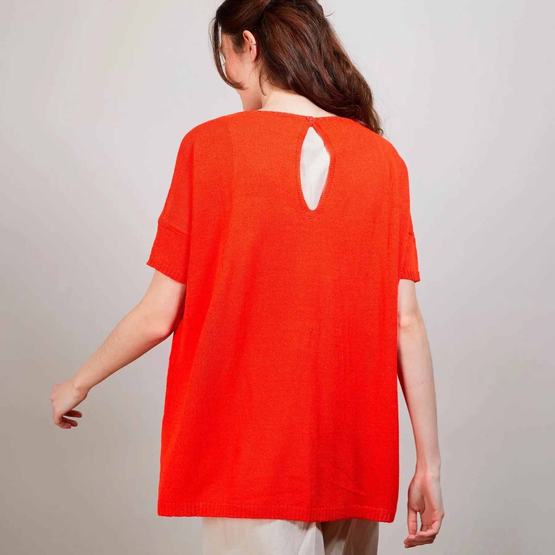 Montagut T-Shirts Et Débardeurs-T-shirt col rond en viscose crepe - Bibiche 15-Orange