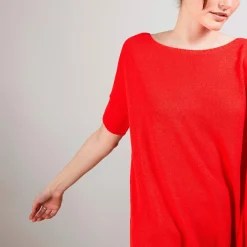 Montagut T-Shirts Et Débardeurs-T-shirt col rond en viscose crepe - Bibiche 52-Rouge