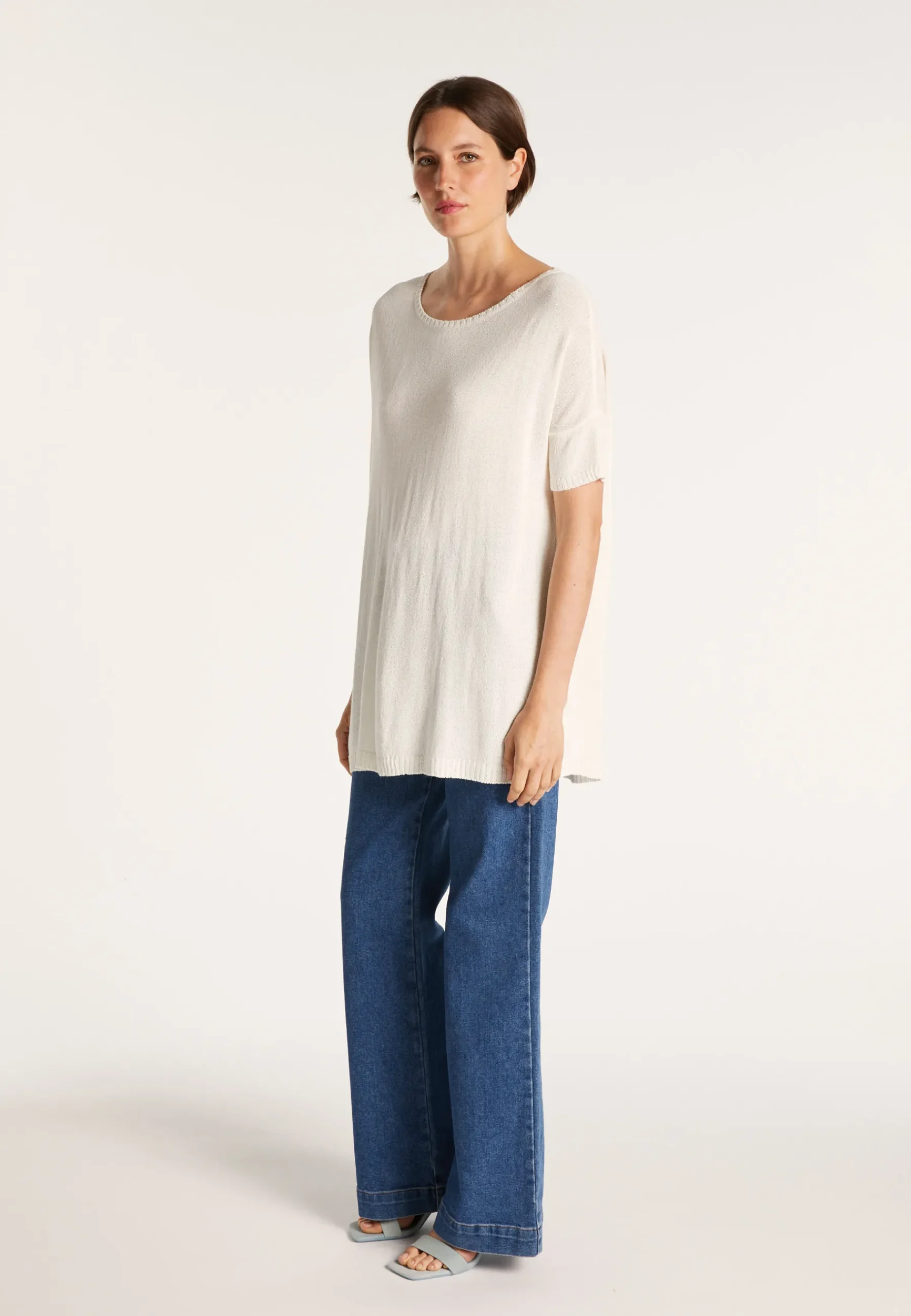 Montagut T-Shirts Et Débardeurs-T-shirt col rond en viscose crepe - Bibiche 82-Ecru