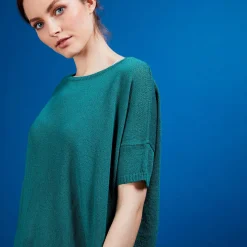 Montagut T-Shirts Et Débardeurs-T-shirt col rond en viscose crepe - Bibiche 21-Vert foncé