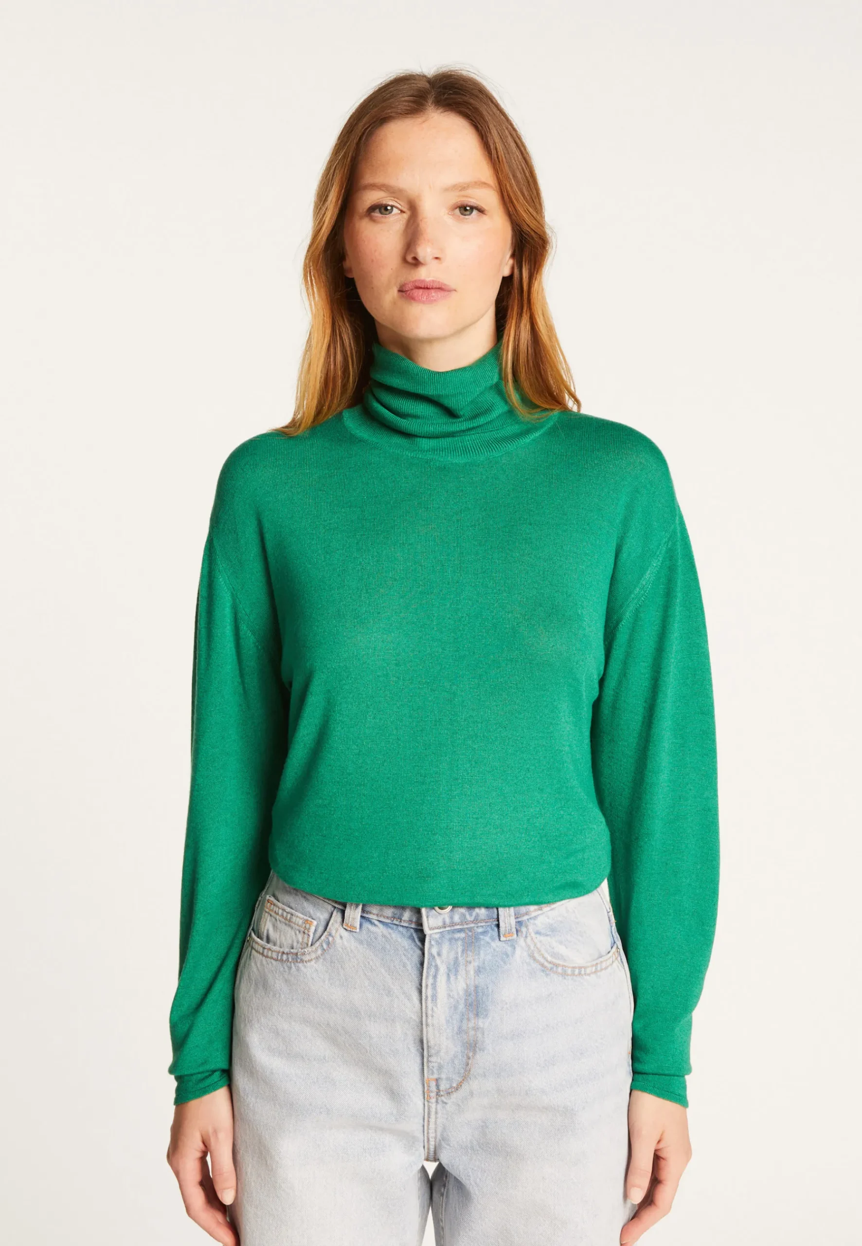 Montagut Les Incontournables-T-shirt col roulé en fibre de bambou cachemire - Aéris 22-Vert moyen