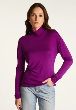 Montagut Les Incontournables-T-shirt col roulé en fibre de bambou cachemire - Aéris 17-Violet