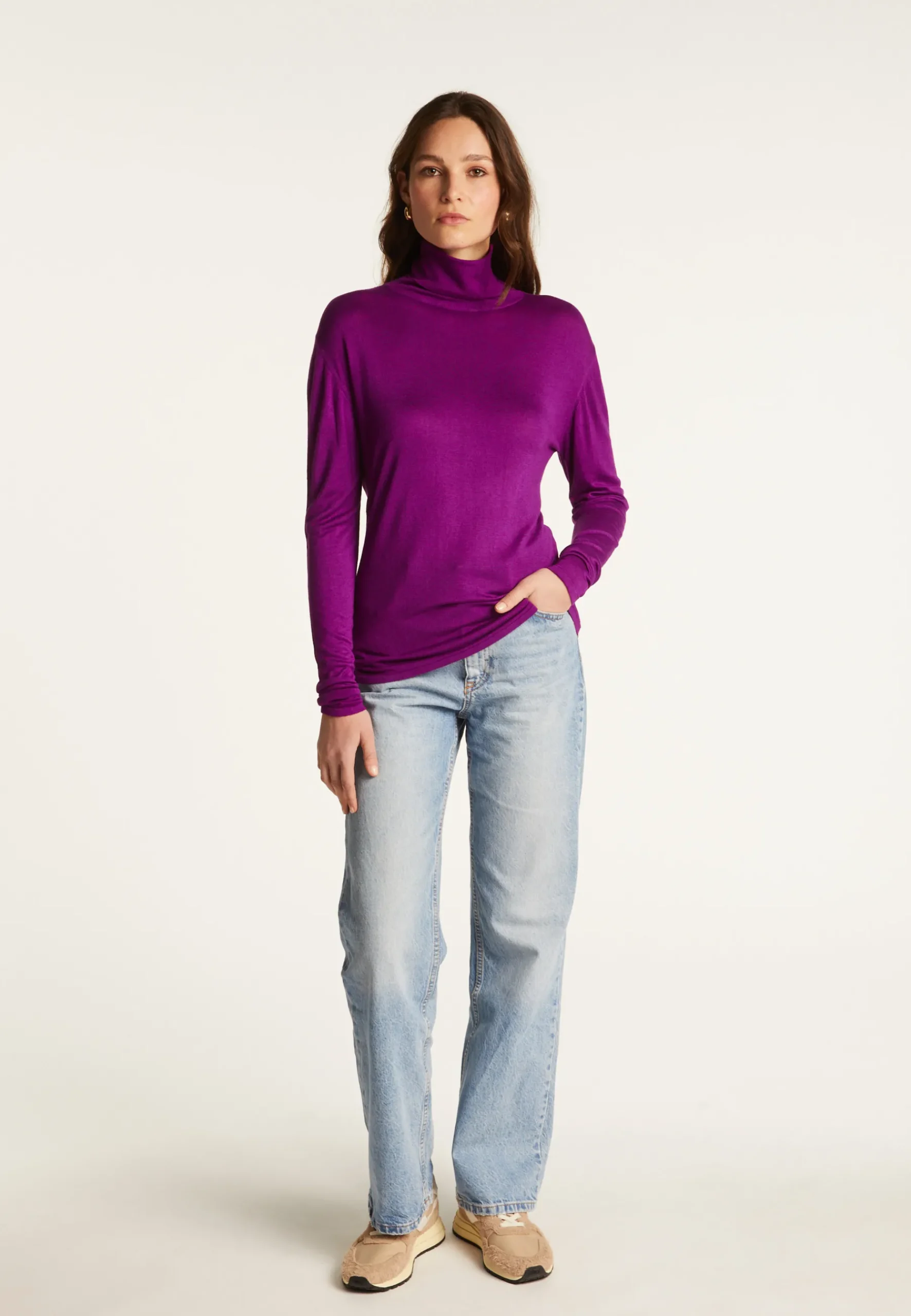 Montagut Les Incontournables-T-shirt col roulé en fibre de bambou cachemire - Aéris 17-Violet