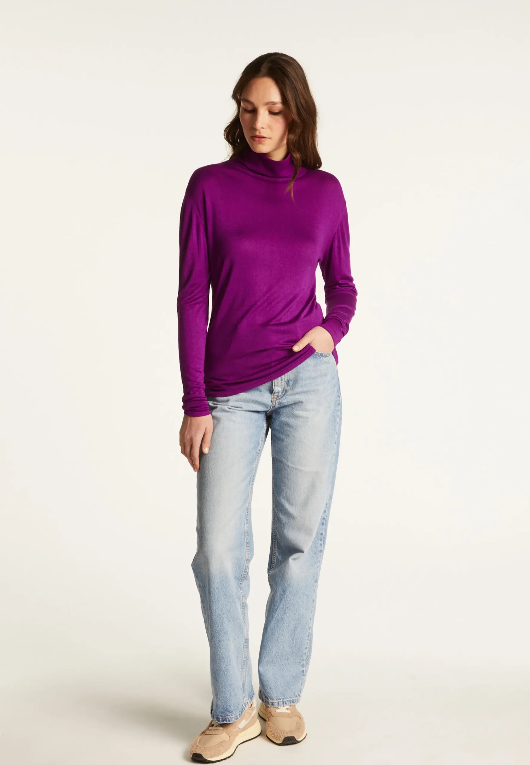 Montagut Les Incontournables-T-shirt col roulé en fibre de bambou cachemire - Aéris 17-Violet