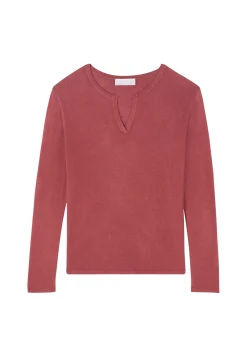 Montagut Les Incontournables-T-shirt col tunisien en fibre de bambou cachemire - Aesha 51-Bordeaux