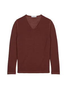 Montagut Polos Et T-Shirts-T-shirt col tunisien en lin flammé - Blayne 51-Bordeaux