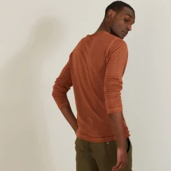 Montagut Polos Et T-Shirts-T-shirt col tunisien en lin flammé - Blayne 46-Marron clair