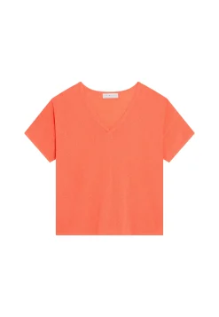 Montagut T-Shirts Et Débardeurs-T-shirt col V en coton brossé - Maden 25-Rose moyen