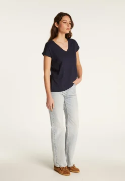 Montagut T-Shirts Et Débardeurs-T-shirt col V en coton - Dasha 05-Bleu marine