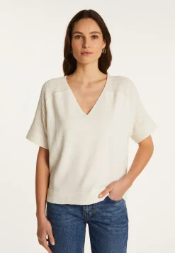 Montagut T-Shirts Et Débardeurs-T-shirt col V en coton - Devy 82-Ecru