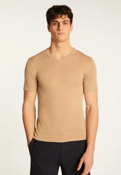 Montagut Polos Et T-Shirts-T-shirt col V en coton - Reuben 13-Beige moyen