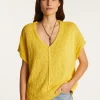 Montagut T-Shirts Et Débardeurs-T-shirt col V en coton et lin - Flavie 08-Jaune