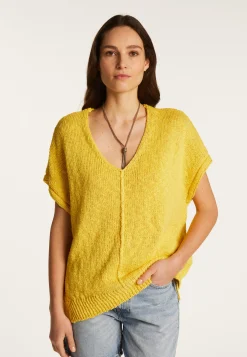 Montagut T-Shirts Et Débardeurs-T-shirt col V en coton et lin - Flavie 08-Jaune