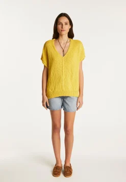 Montagut T-Shirts Et Débardeurs-T-shirt col V en coton et lin - Flavie 08-Jaune