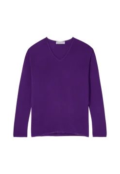 Montagut Les Incontournables-T-shirt col V en fibre de bambou cachemire - Aeline 17-Violet