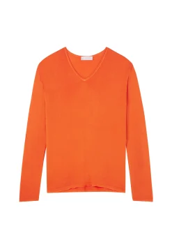 Montagut Les Incontournables-T-shirt col V en fibre de bambou cachemire - Aeline 15-Orange