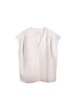 Montagut T-Shirts Et Débardeurs-T-shirt col V en lin - Dala 02-Blanc