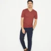 Montagut Polos Et T-Shirts-T-shirt col V en lin flammé - Reuben 51-Bordeaux