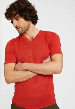 Montagut Polos Et T-Shirts-T-shirt col V en lin flammé - Reuben 20-Rouge foncé