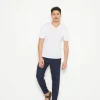 Montagut Polos Et T-Shirts-T-shirt col V en lin flammé - Reuben 02-Blanc