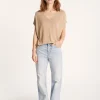 Montagut T-Shirts Et Débardeurs-T-shirt col V en lin flammé - Larra 13-Beige moyen