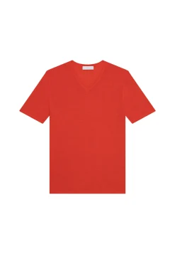 Montagut Polos Et T-Shirts-T-shirt col V en lin flammé - Reuben 20-Rouge foncé