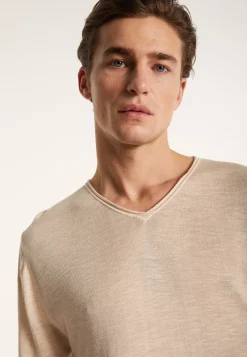 Montagut Polos Et T-Shirts-T-shirt col V en lin flammé - Reuben 12-Beige clair