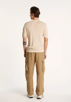 Montagut Polos Et T-Shirts-T-shirt col V en lin flammé - Reuben 12-Beige clair