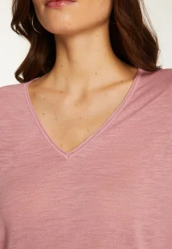 Montagut T-Shirts Et Débardeurs-T-shirt col V en lin flammé - Larra 24-Rose clair