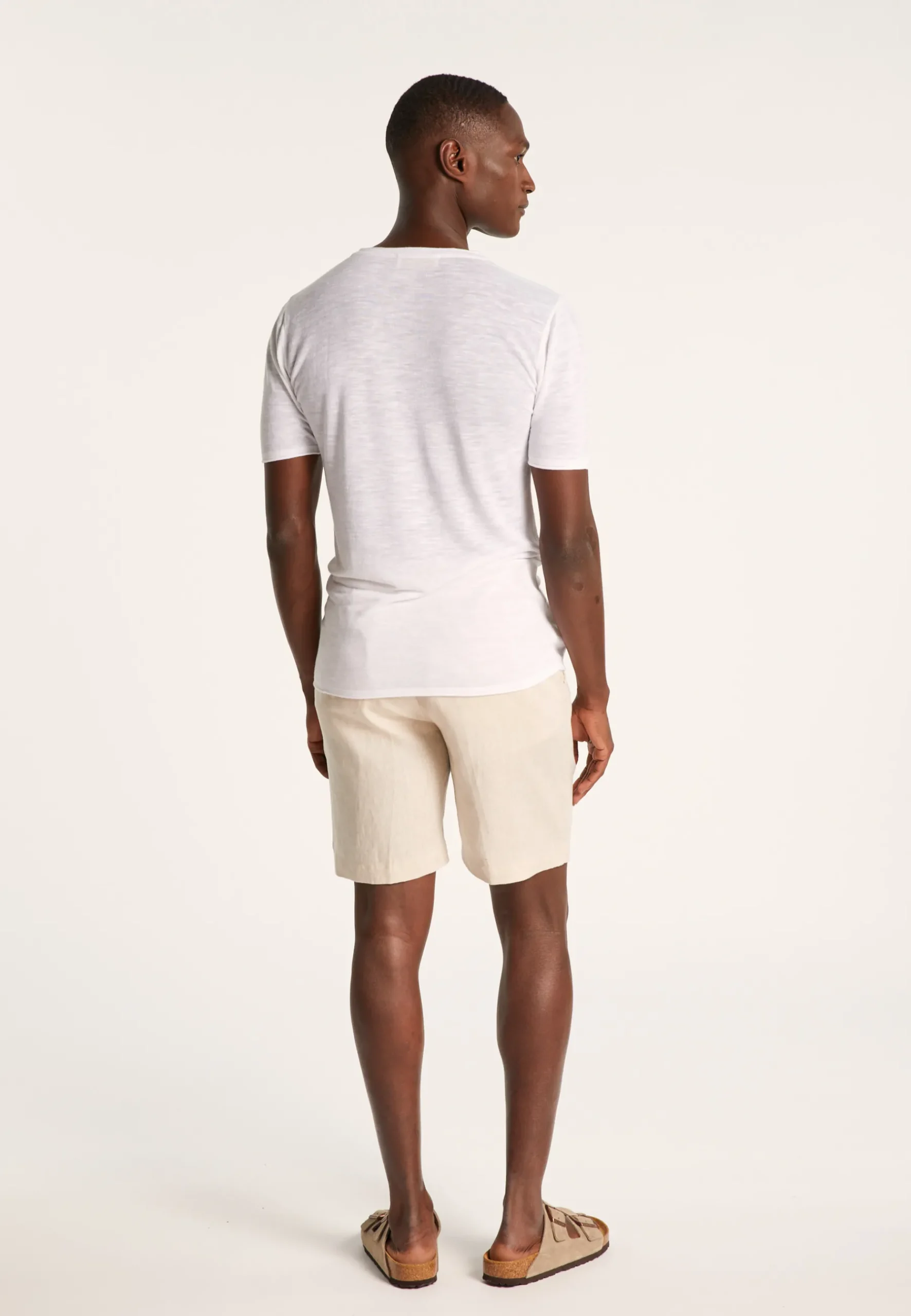 Montagut Polos Et T-Shirts-T-shirt col V en lin flammé - Reuben 02-Blanc