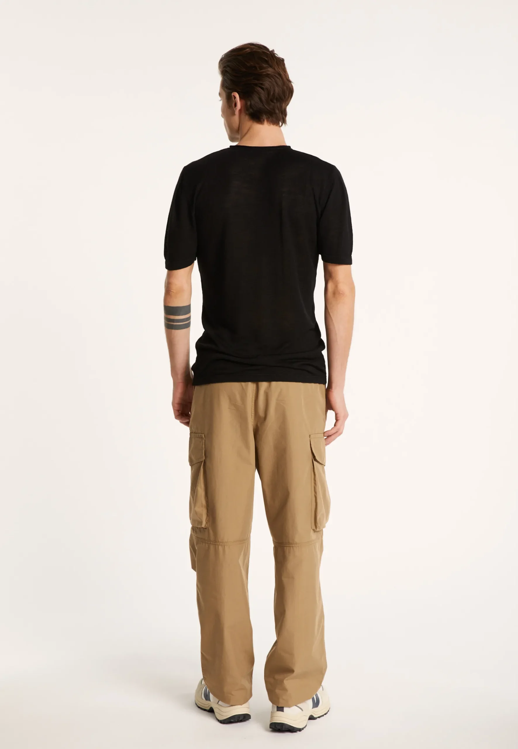 Montagut Polos Et T-Shirts-T-shirt col V en lin flammé - Reuben 01-Noir