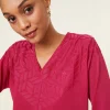 Montagut T-Shirts Et Débardeurs-T-shirt col V manches coudes en Fil Lumière - Elsa 25-Rose moyen