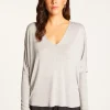 Montagut T-Shirts Et Débardeurs-T-shirt col V oversize en fibre de bambou cachemire - Rica 09-Gris moyen