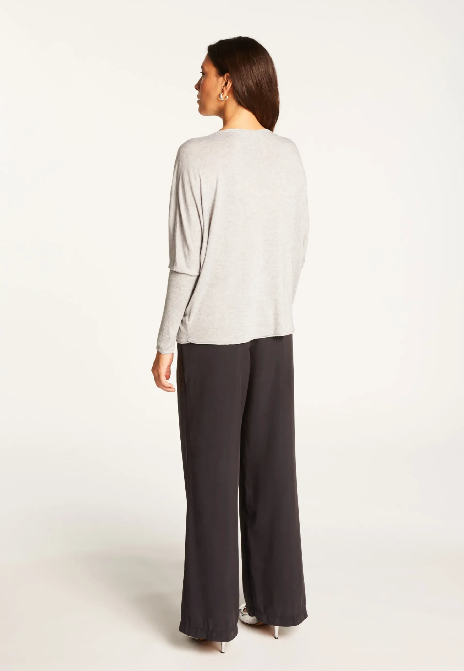 Montagut T-Shirts Et Débardeurs-T-shirt col V oversize en fibre de bambou cachemire - Rica 09-Gris moyen