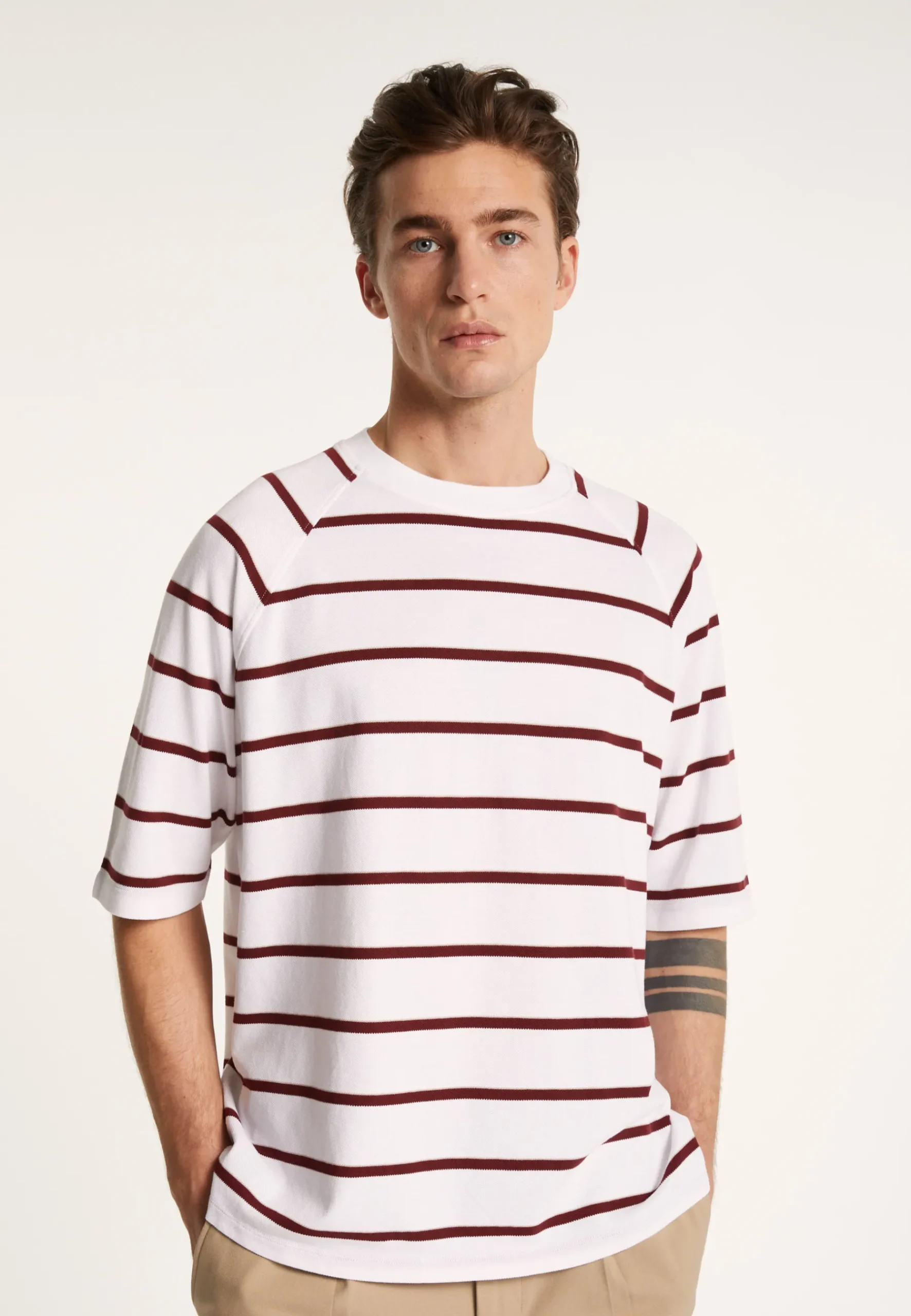 Montagut Polos Et T-Shirts-T-shirt en coton à rayures - Patrick 02-Blanc