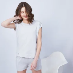 Montagut T-Shirts Et Débardeurs-T-shirt en coton et cachemire - Hato 81-Gris pale