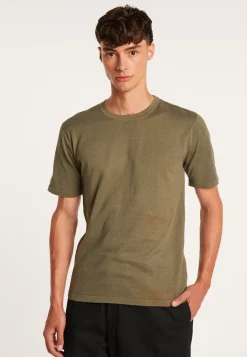 Montagut Polos Et T-Shirts-T-shirt en coton et soie - Lars 83-Kaki