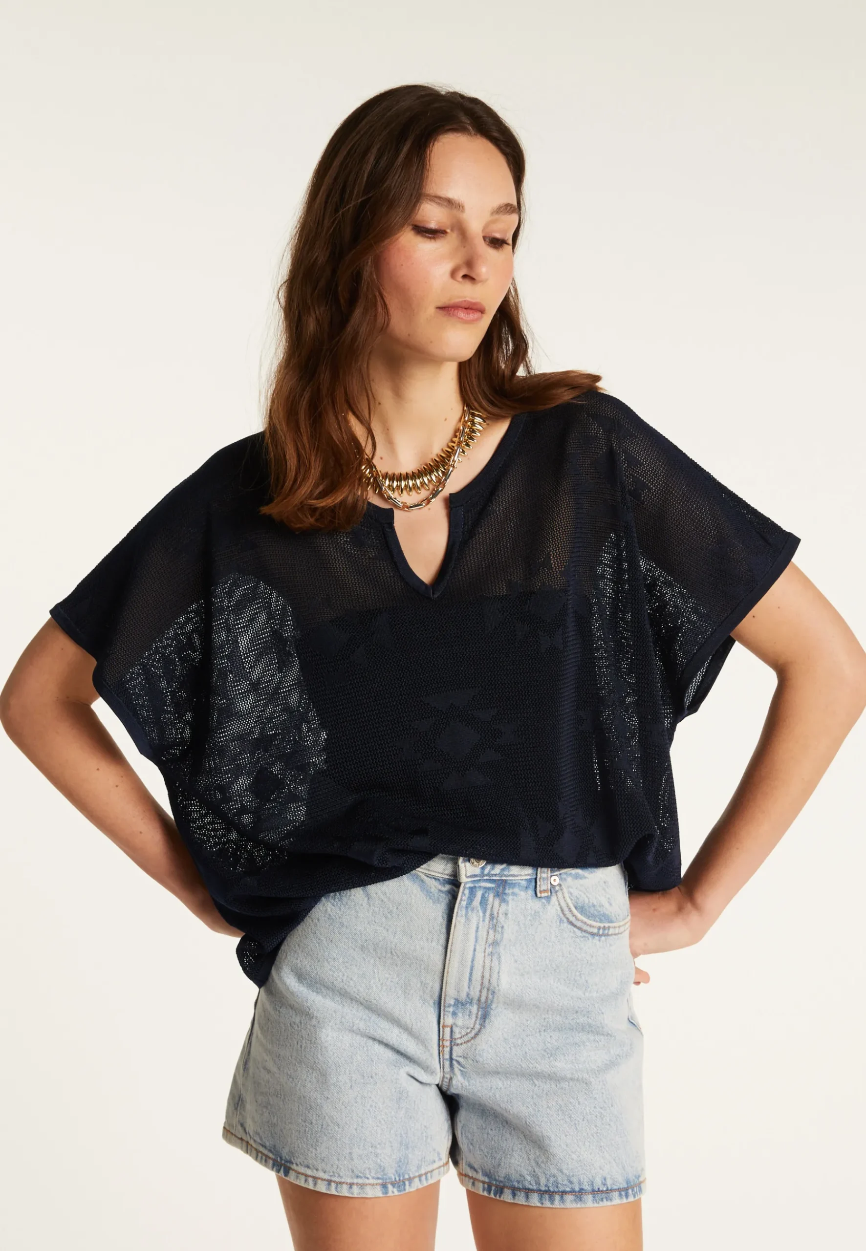Montagut T-Shirts Et Débardeurs-T-shirt en fil lumière - Didi 05-Bleu marine