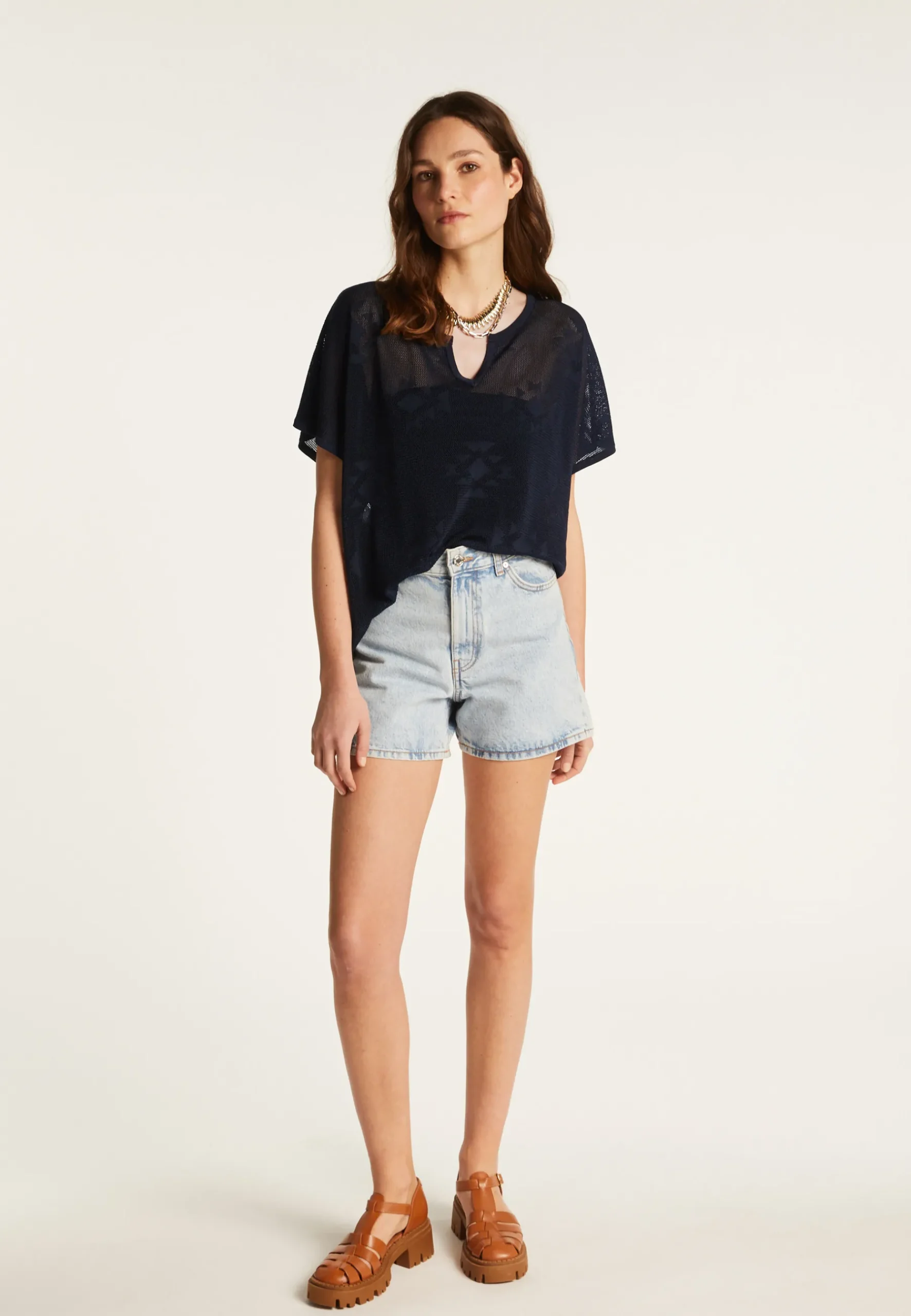 Montagut T-Shirts Et Débardeurs-T-shirt en fil lumière - Didi 05-Bleu marine