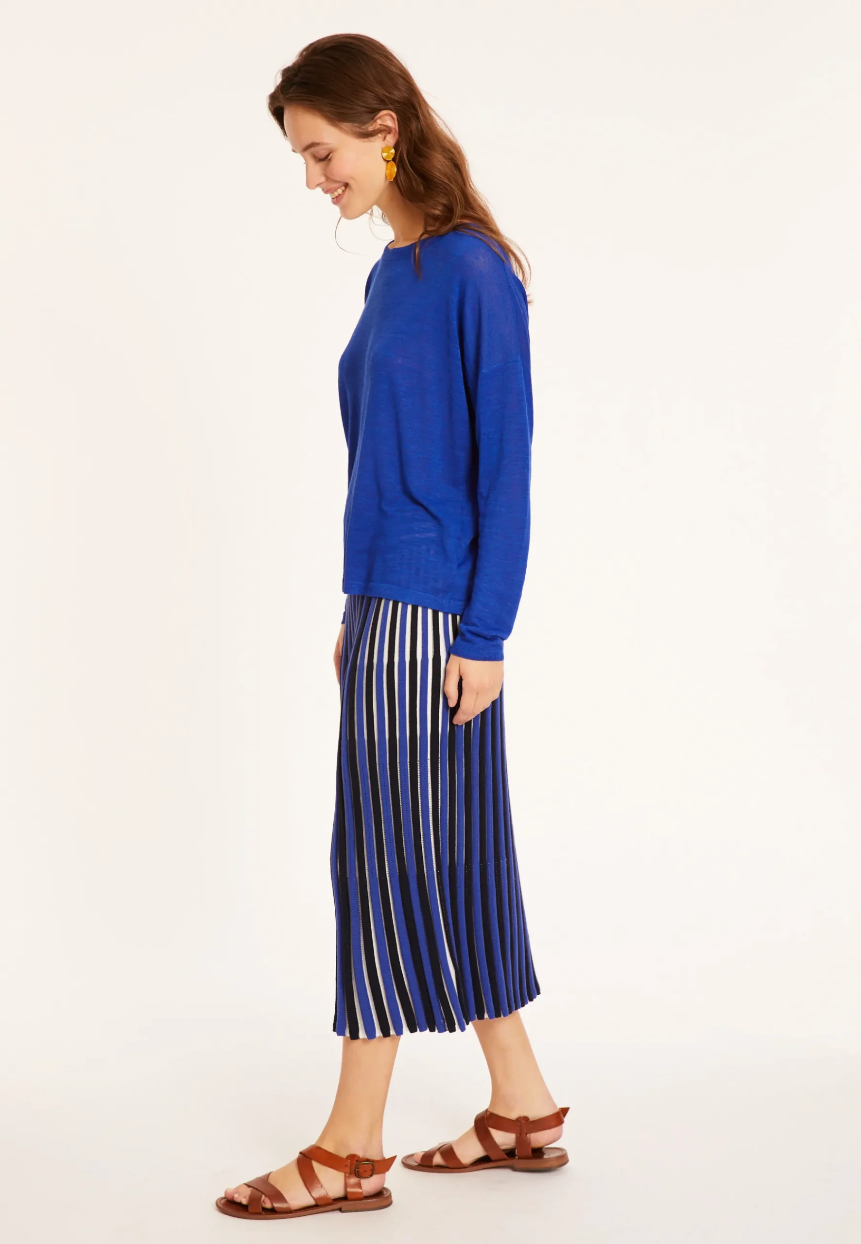 Montagut T-Shirts Et Débardeurs-T-shirt en lin flammé - Polly 48-Bleu roi