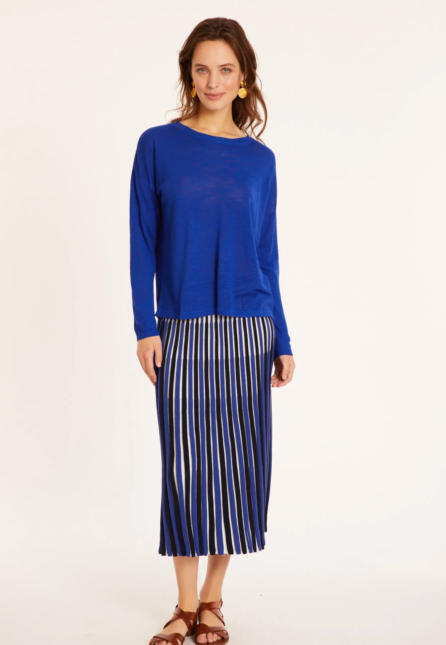 Montagut T-Shirts Et Débardeurs-T-shirt en lin flammé - Polly 48-Bleu roi