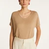 Montagut T-Shirts Et Débardeurs-T-shirt en lin flammé - Lola 13-Beige moyen