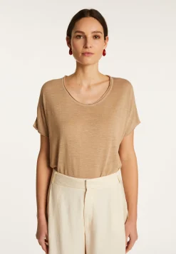 Montagut T-Shirts Et Débardeurs-T-shirt en lin flammé - Lola 13-Beige moyen